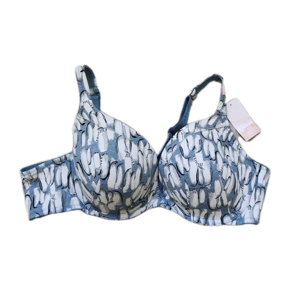 NWT The Cotton Cacique Collection Boost Plunge Bra 44B Blue Floral Underwire